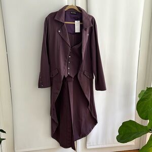 DarcChic Men’s Gothic Tailcoat Jacket Purple Steampunk Victorian Coat, Size XXL